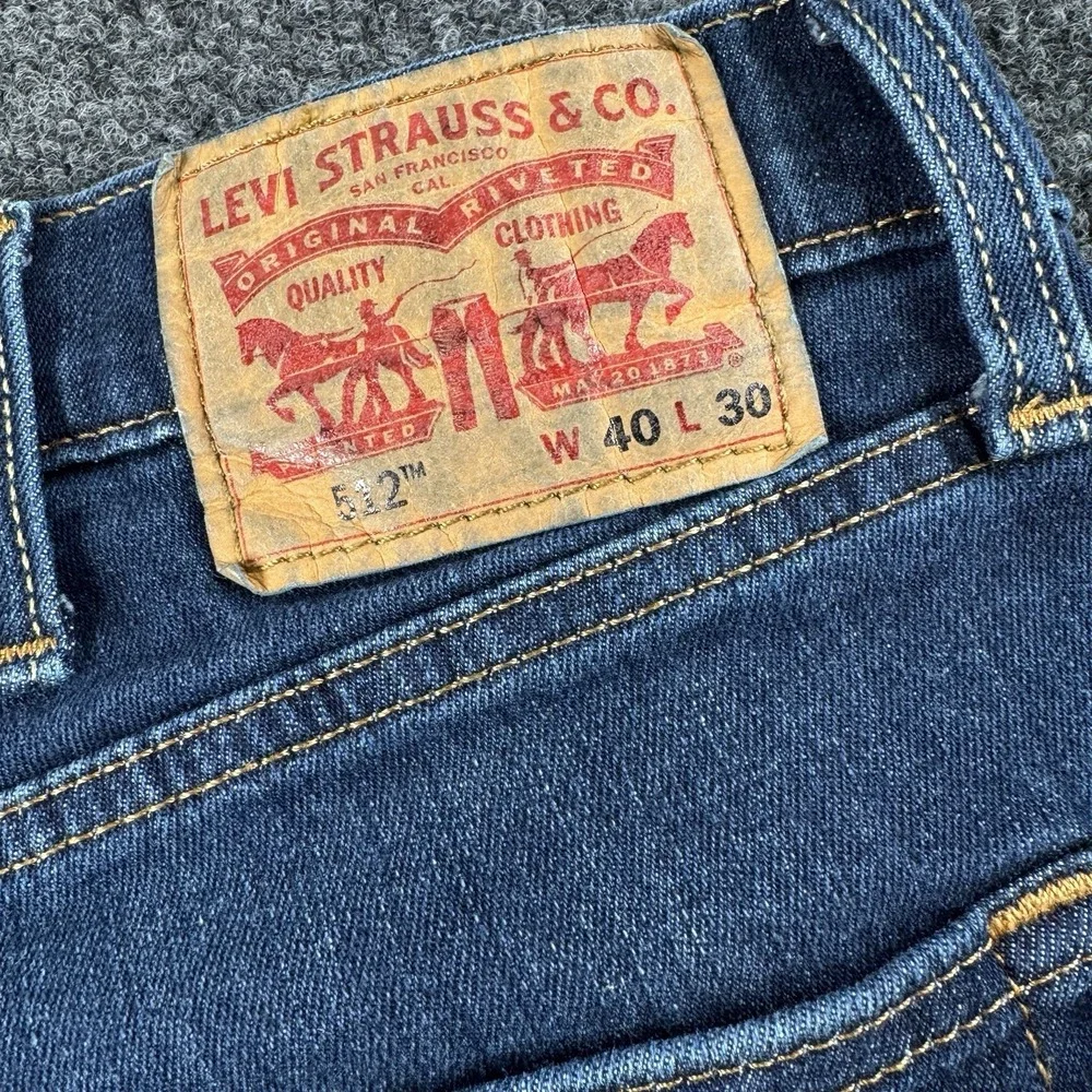 Levis 512 Jeans Men 40x30 Tapered Stretch Blue Denim Classic Red Tab EUC